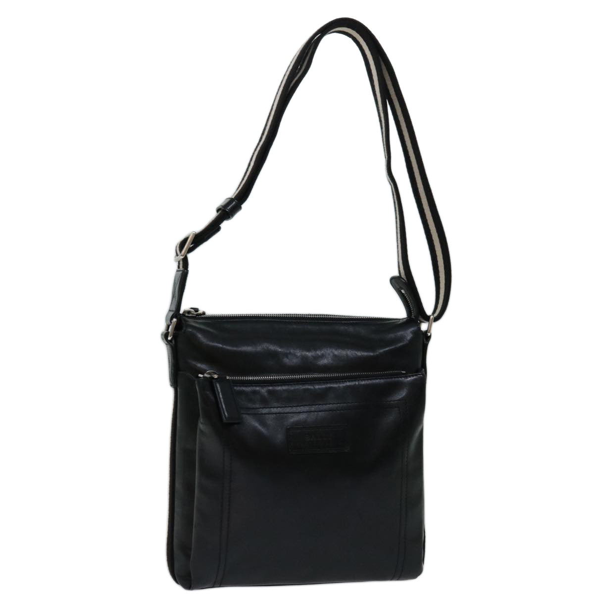 BALLY Shoulder Bag Leather Black Auth bs13347