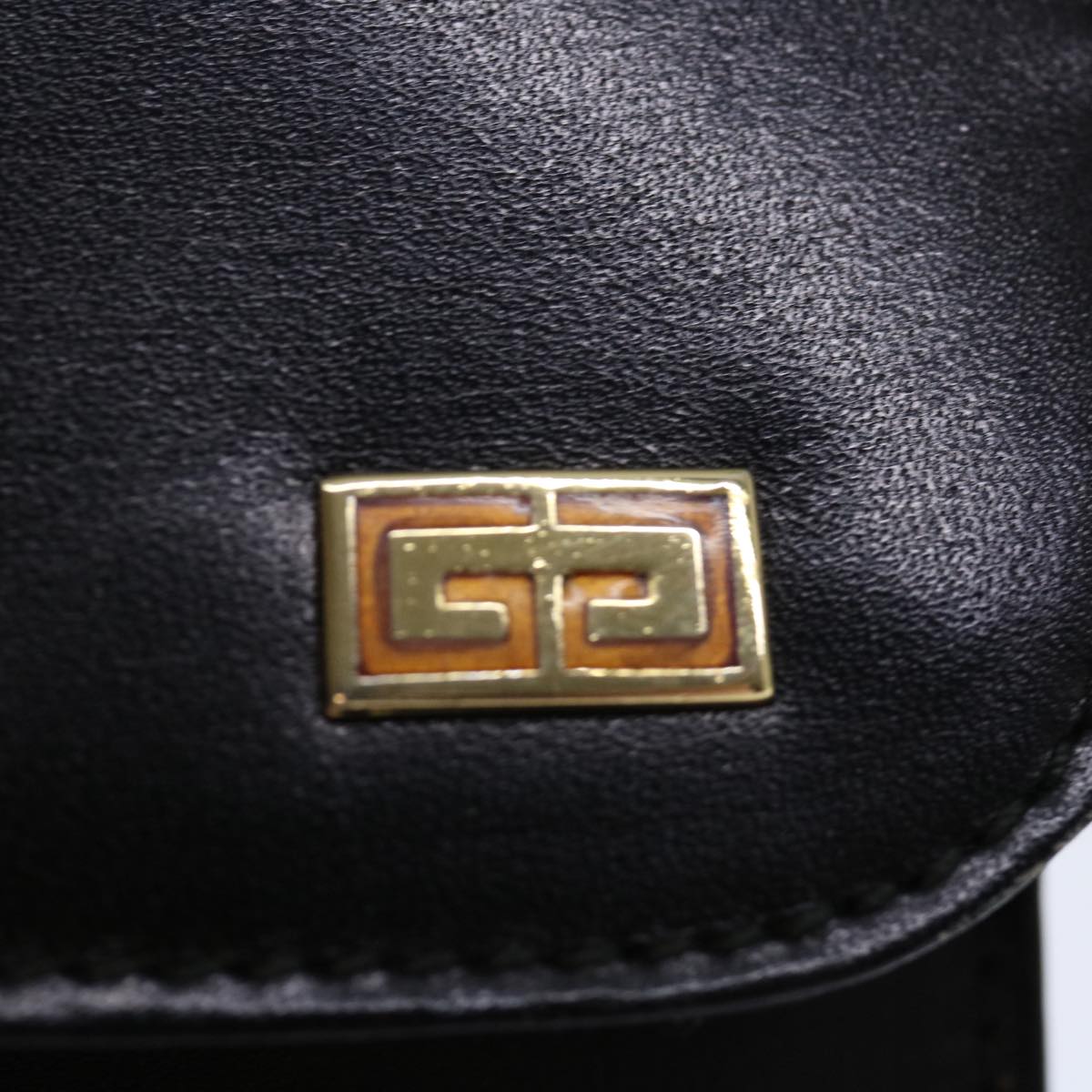 GIVENCHY Clutch Bag Leather Black Auth bs13389