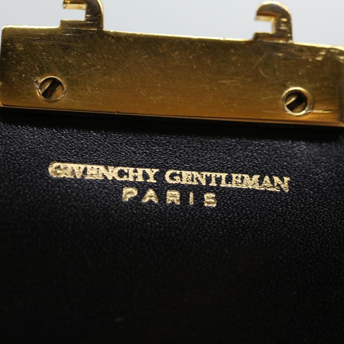 GIVENCHY Clutch Bag Leather Black Auth bs13389