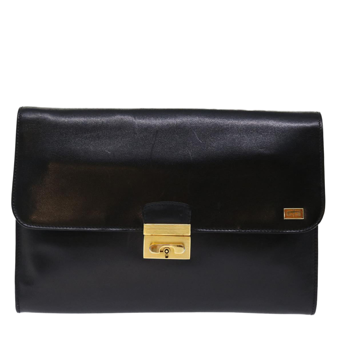 GIVENCHY Clutch Bag Leather Black Auth bs13389