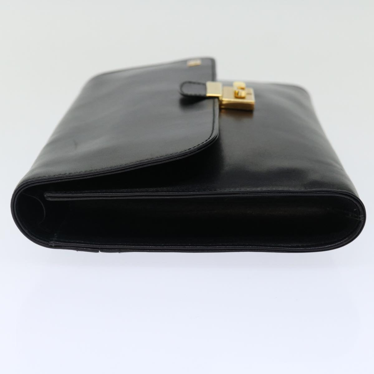 GIVENCHY Clutch Bag Leather Black Auth bs13389