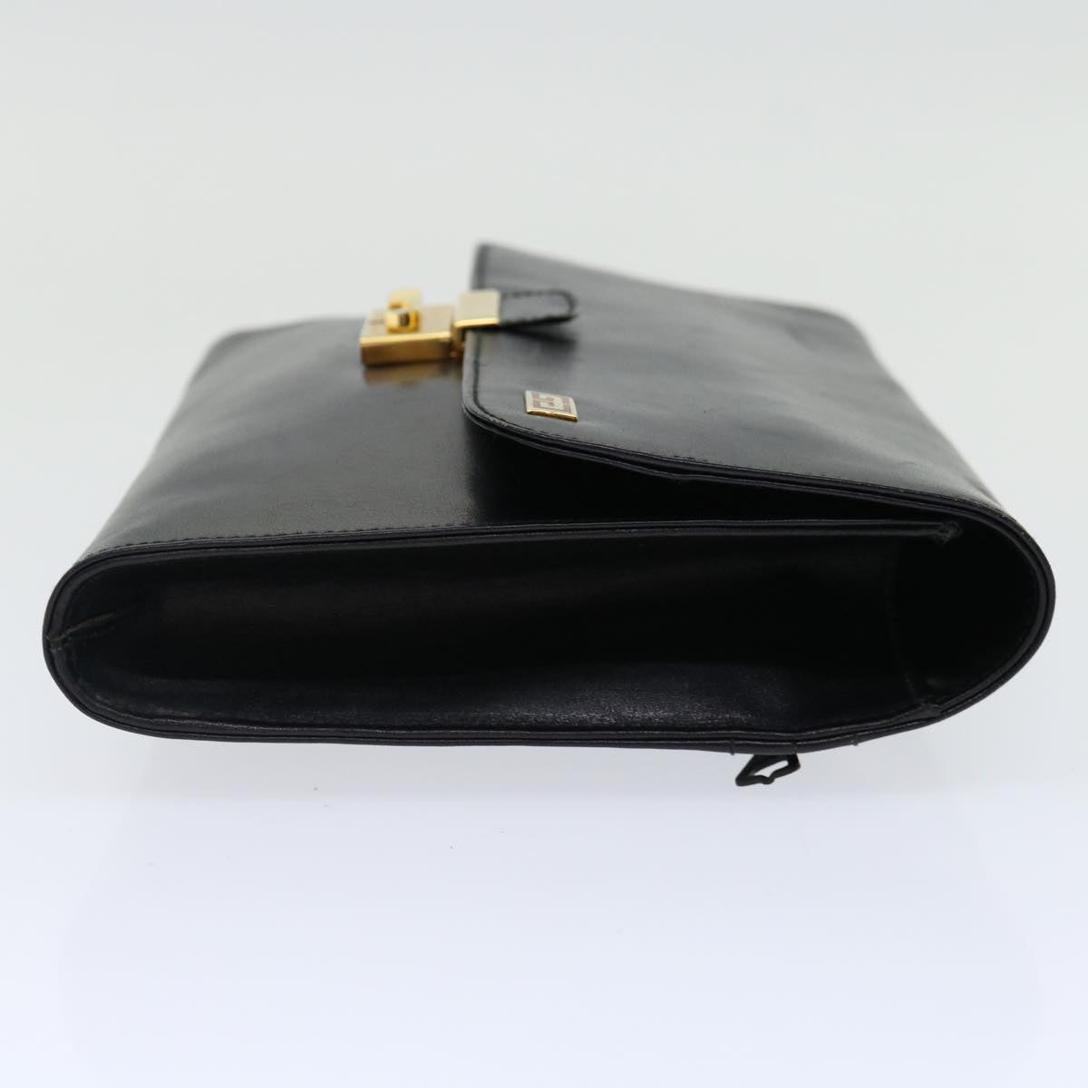 GIVENCHY Clutch Bag Leather Black Auth bs13389