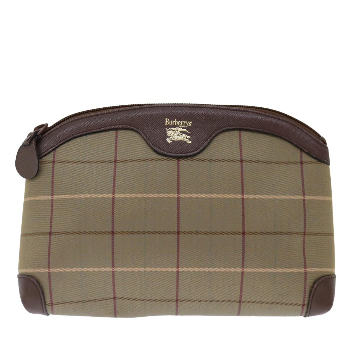 Burberrys Nova Check Clutch Bag Canvas Brown Auth bs13397