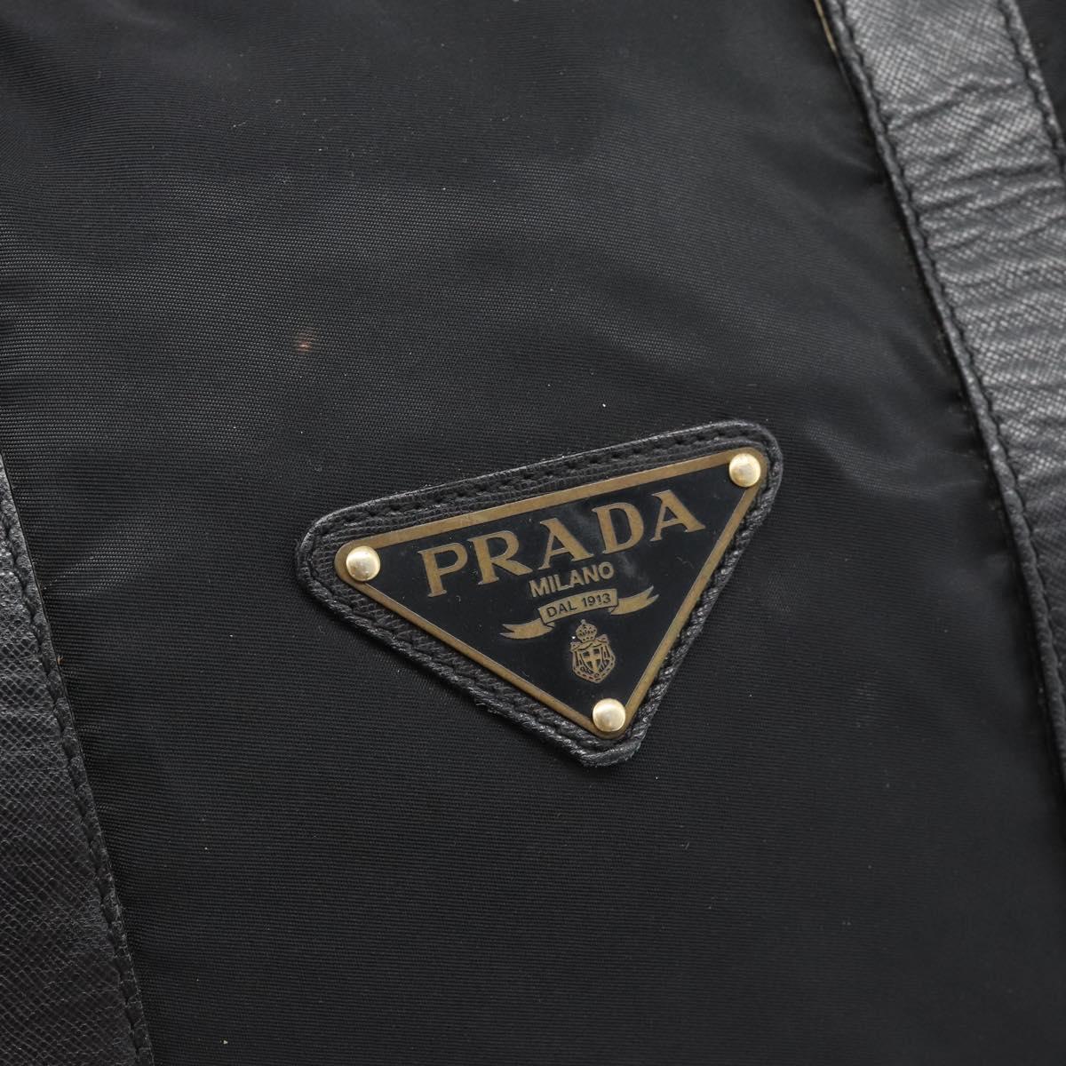PRADA Boston Bag Nylon Black Auth bs13423