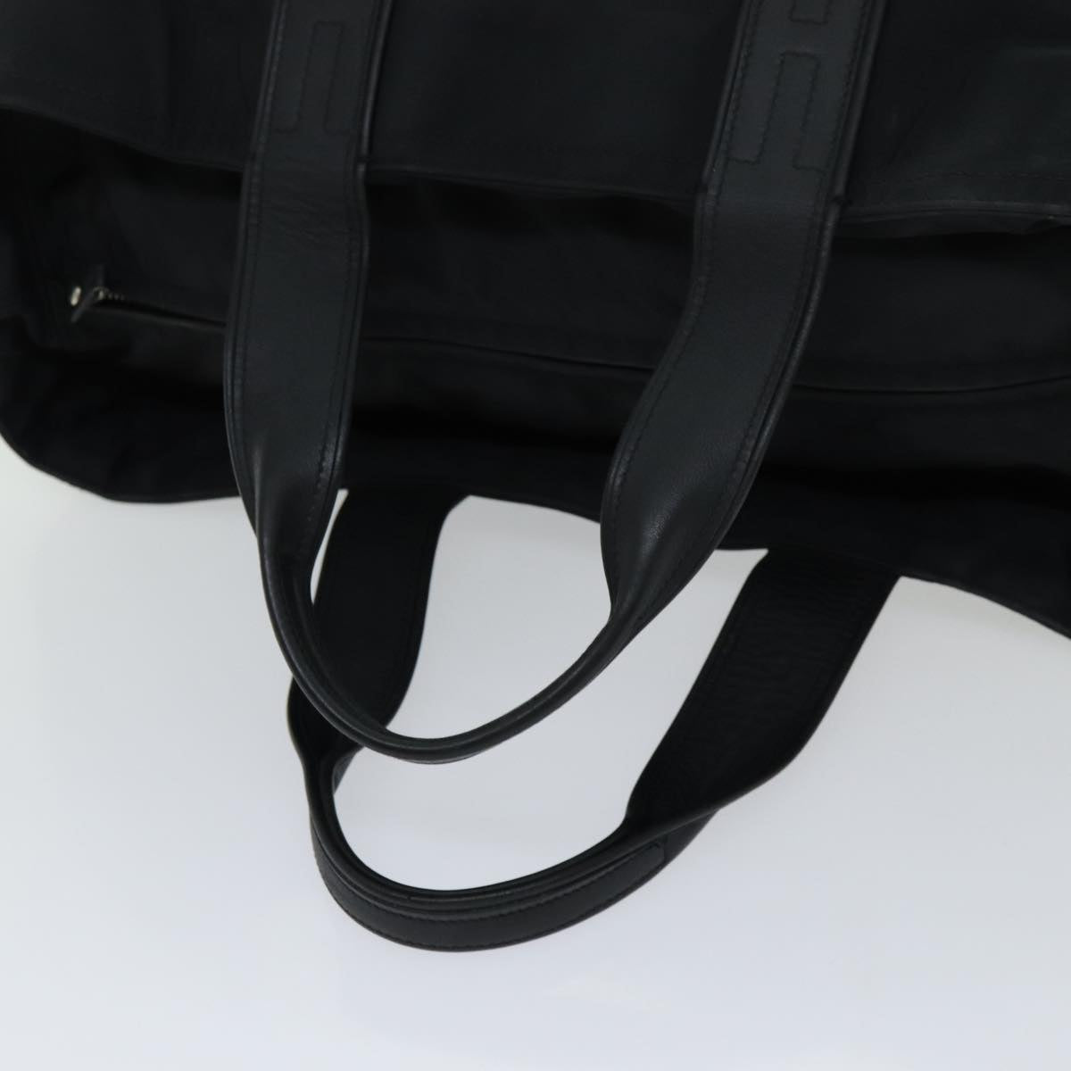 HERMES Akapu Luco MM Hand Bag Nylon Black Auth bs13431