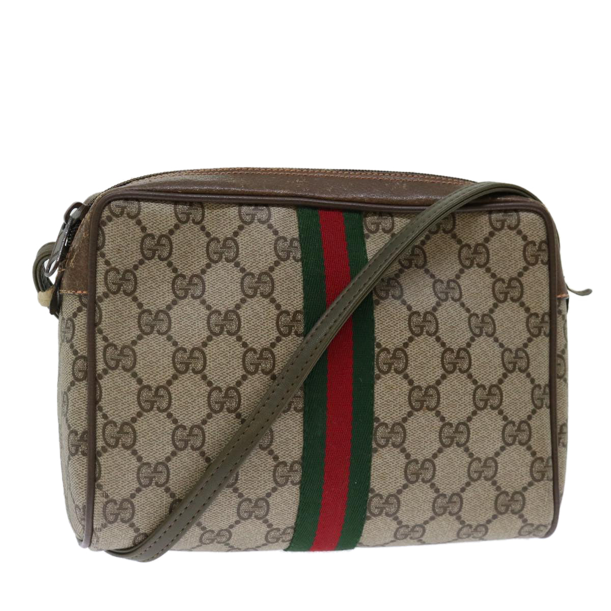 GUCCI GG Supreme Web Sherry Line Clutch Bag PVC Beige 89 01 012 Auth bs13437