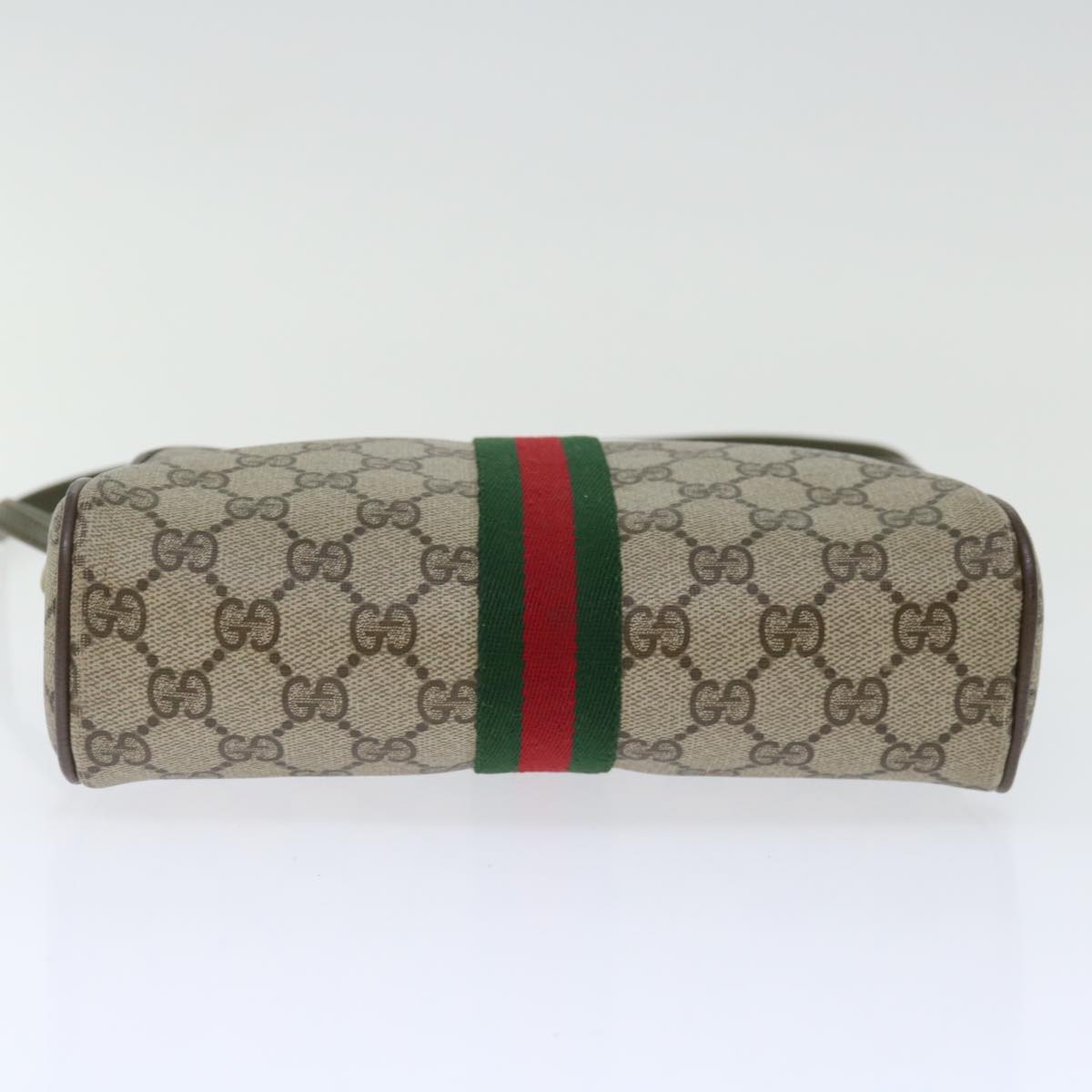 GUCCI GG Supreme Web Sherry Line Clutch Bag PVC Beige 89 01 012 Auth bs13437