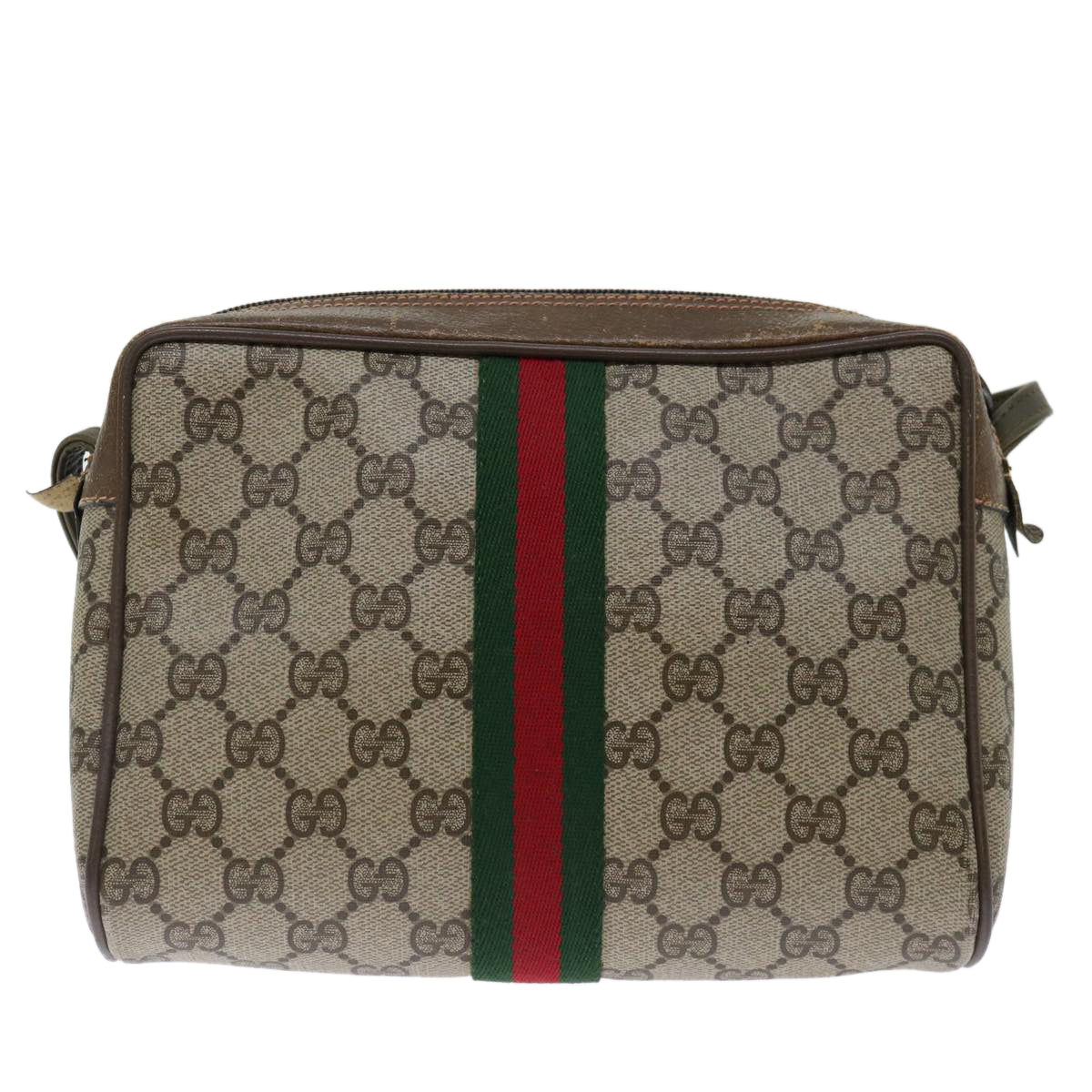 GUCCI GG Supreme Web Sherry Line Clutch Bag PVC Beige 89 01 012 Auth bs13437