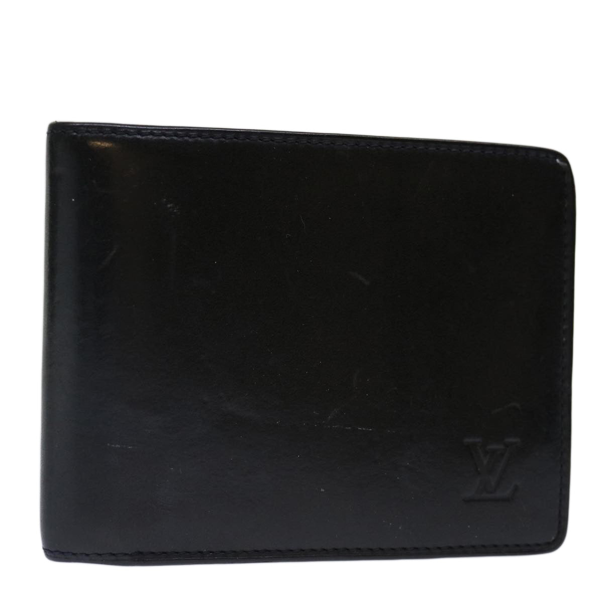 LOUIS VUITTON Nomad Multipuru Wallet Leather Black LV Auth bs13444