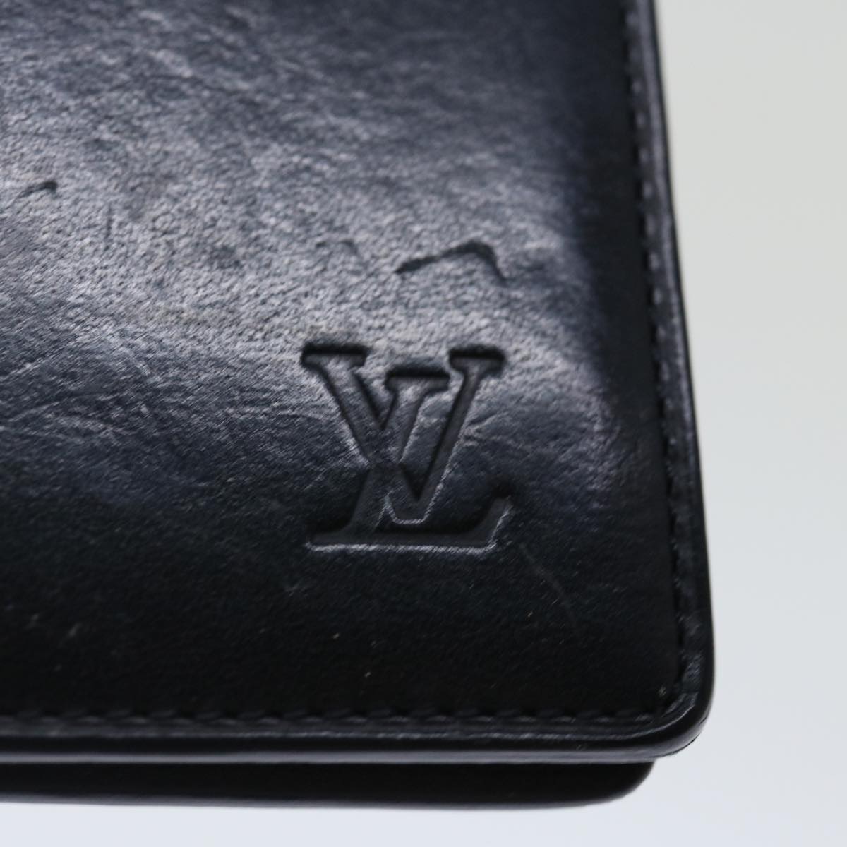 LOUIS VUITTON Nomad Multipuru Wallet Leather Black LV Auth bs13444