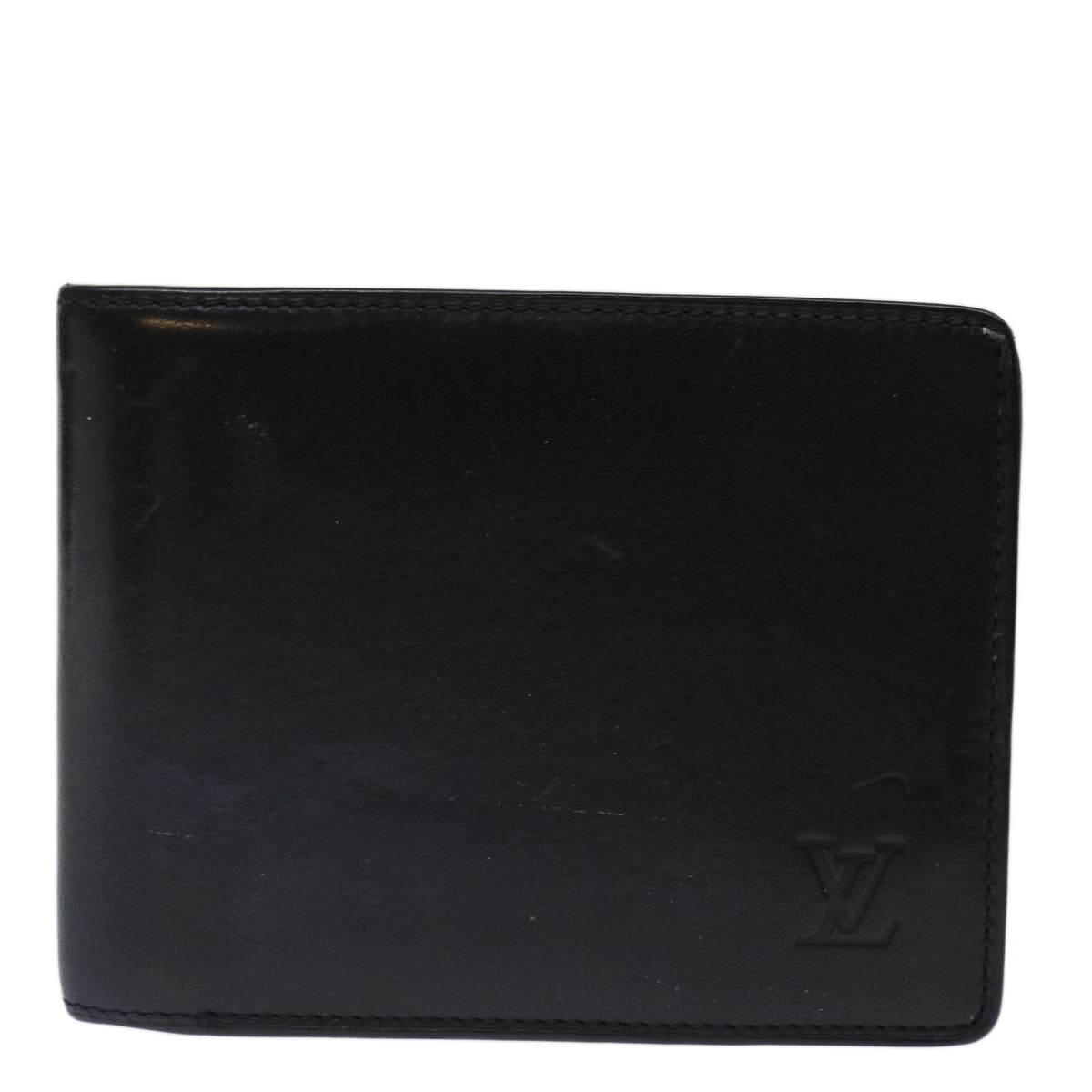 LOUIS VUITTON Nomad Multipuru Wallet Leather Black LV Auth bs13444