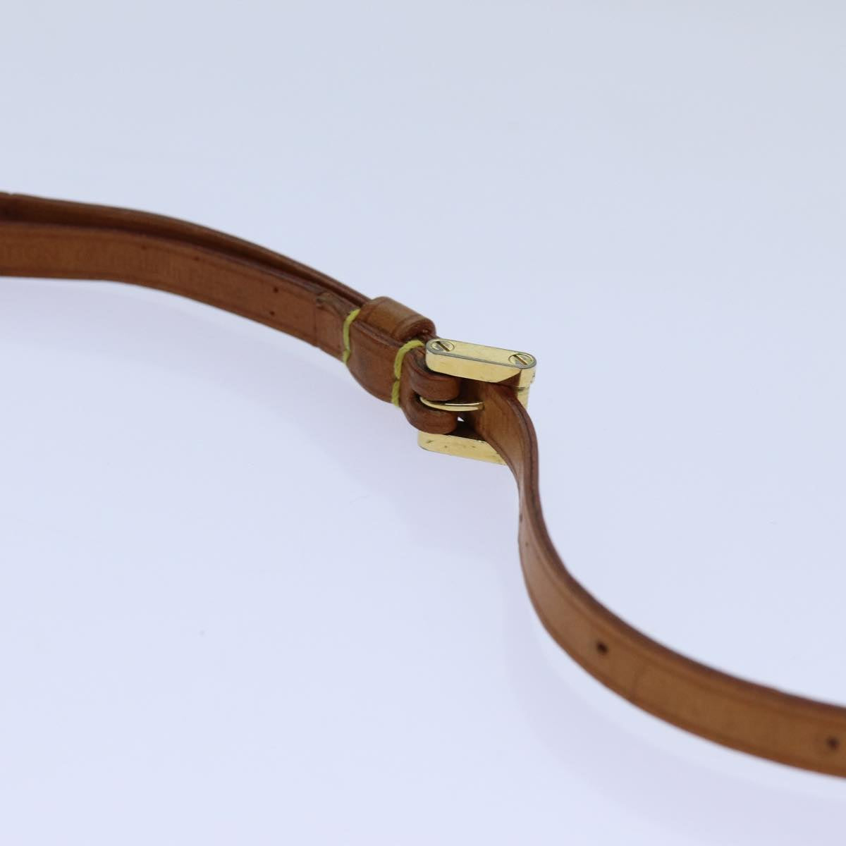 LOUIS VUITTON Belt Leather 95/38 Beige LV Auth bs13504