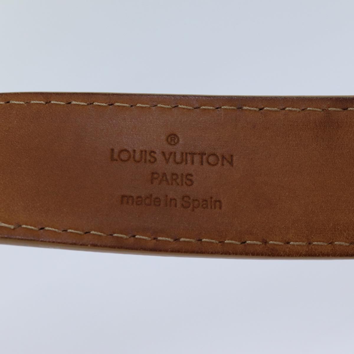 LOUIS VUITTON Belt Leather 95/38 Beige LV Auth bs13504