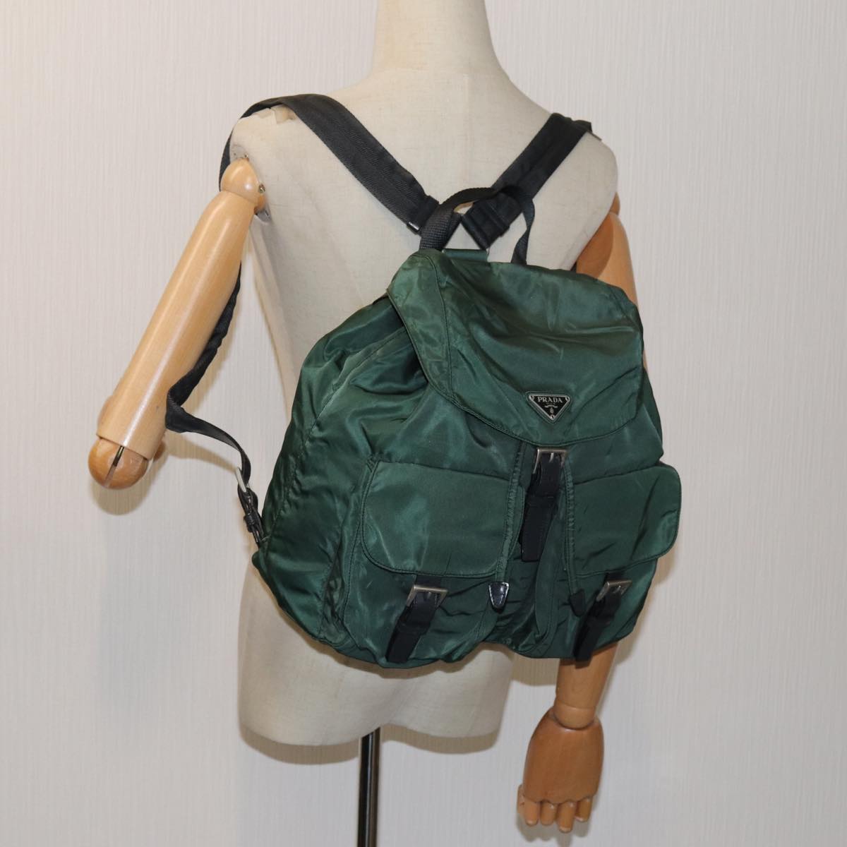 PRADA Backpack Nylon Green Auth bs13563