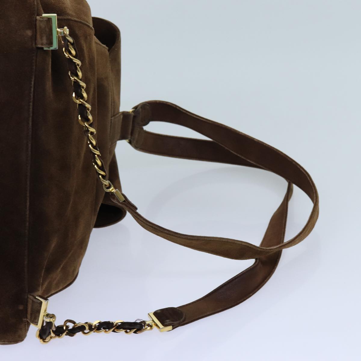 CHANEL COCO Mark Backpack Suede Brown CC Auth bs13597