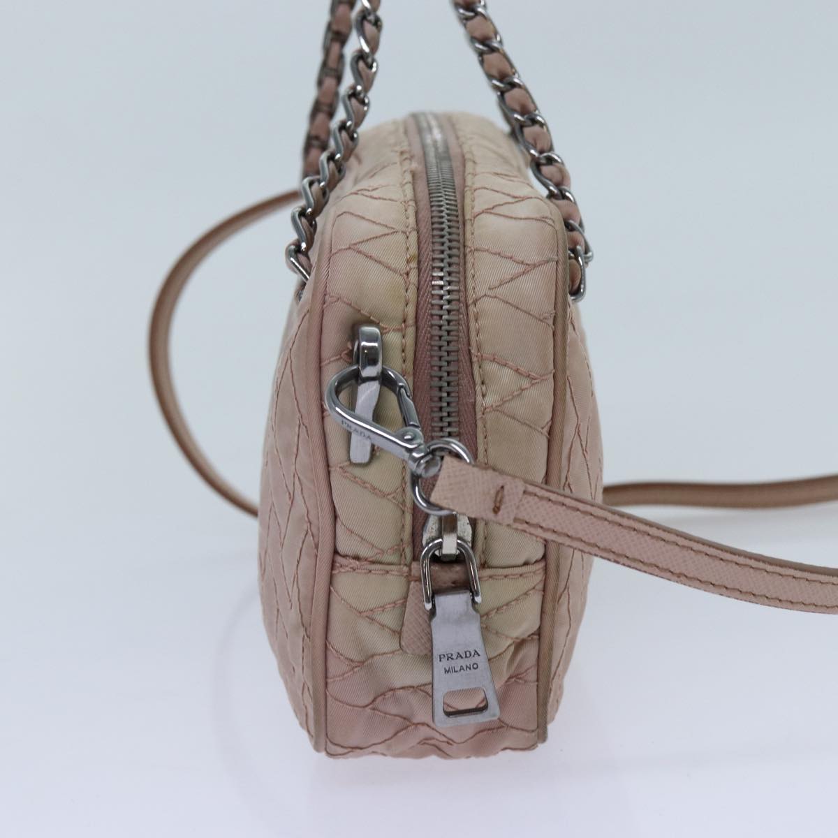 PRADA Quilted Hand Bag Nylon 2way Pink Auth bs13603