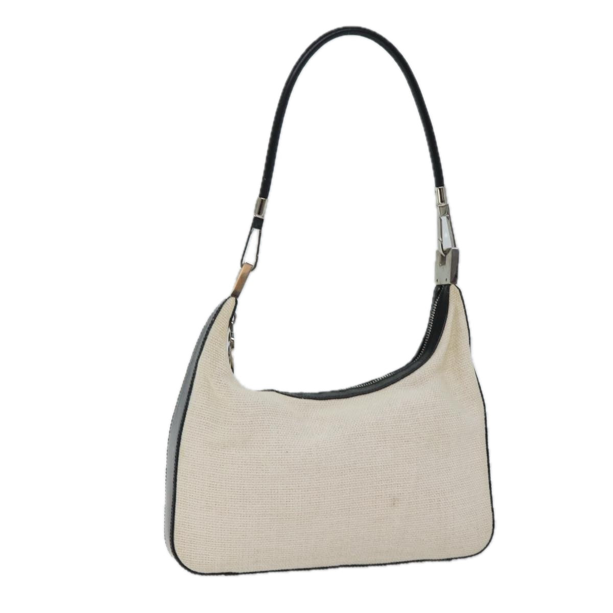 GUCCI Shoulder Bag cotton Beige Black Auth bs13618