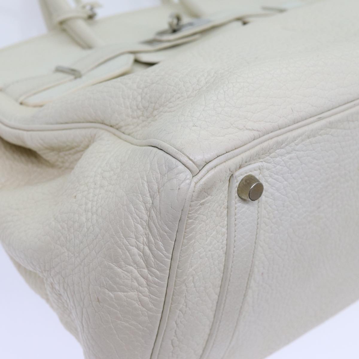 HERMES Birkin 35 Hand Bag Leather White Auth bs13628