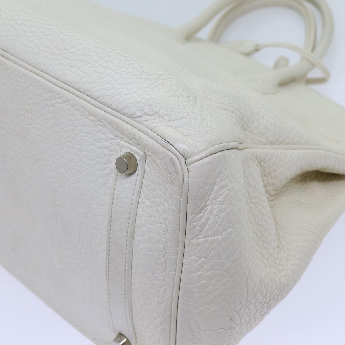 HERMES Birkin 35 Hand Bag Leather White Auth bs13628