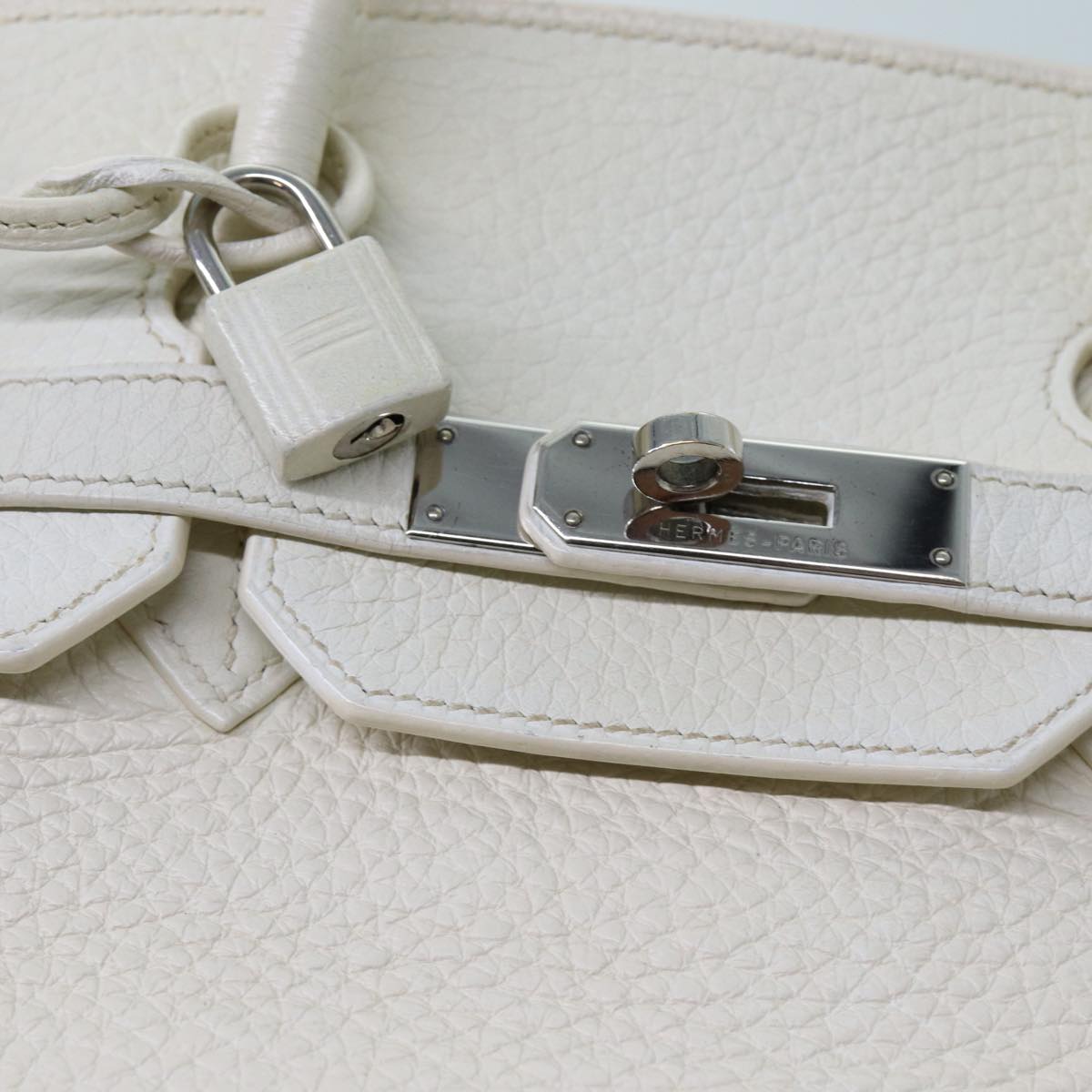 HERMES Birkin 35 Hand Bag Leather White Auth bs13628