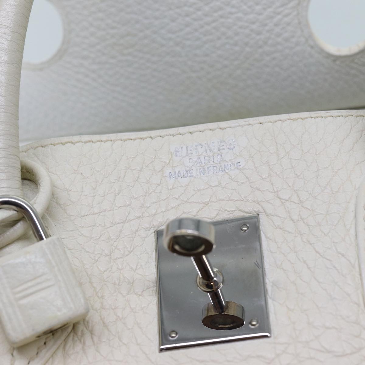 HERMES Birkin 35 Hand Bag Leather White Auth bs13628