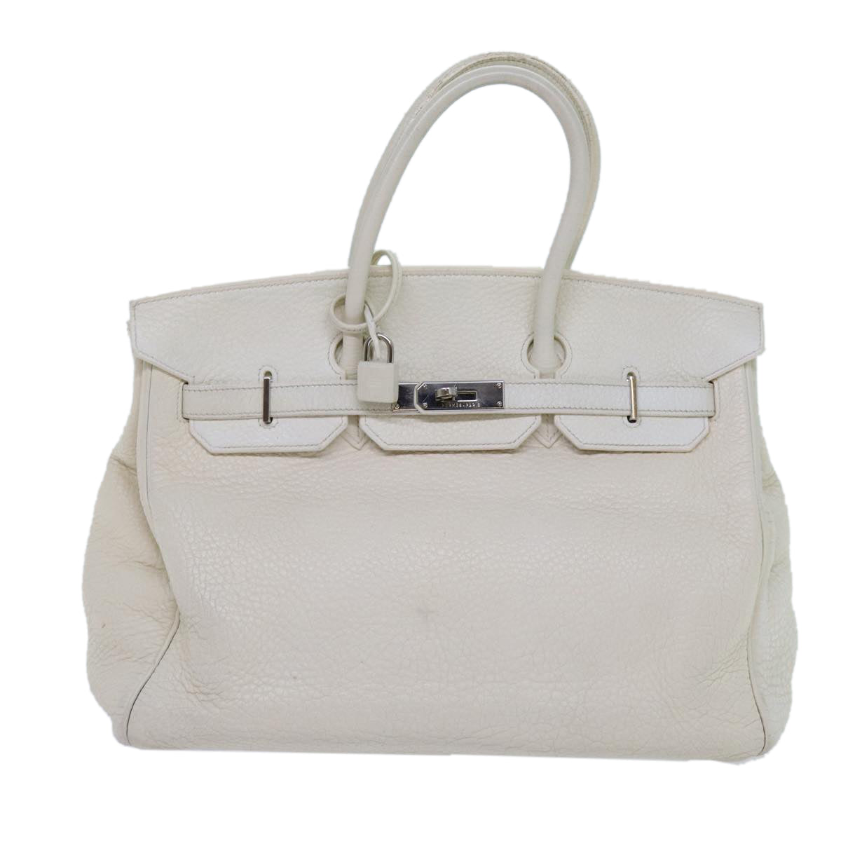 HERMES Birkin 35 Hand Bag Leather White Auth bs13628