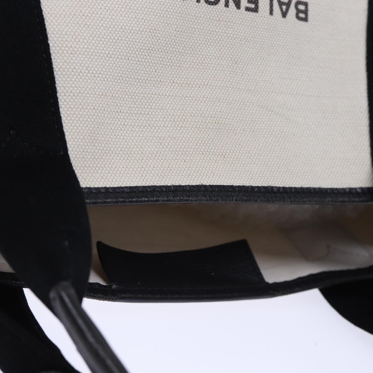 BALENCIAGA Cabas S Hand Bag Canvas White Black Auth bs13699