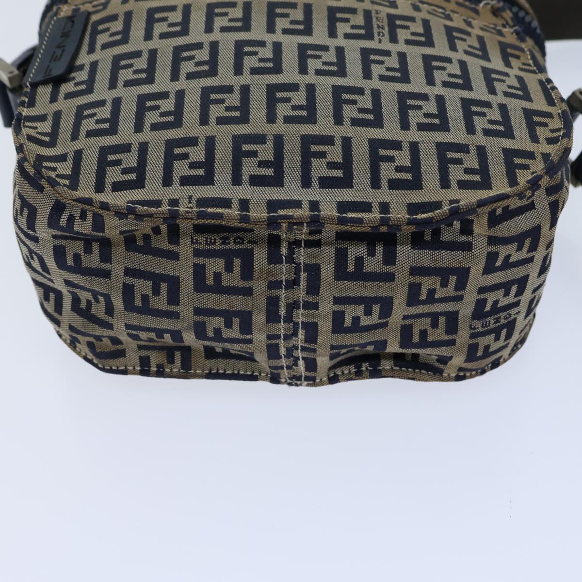 FENDI Zucchino Canvas Shoulder Bag Navy Auth bs13705