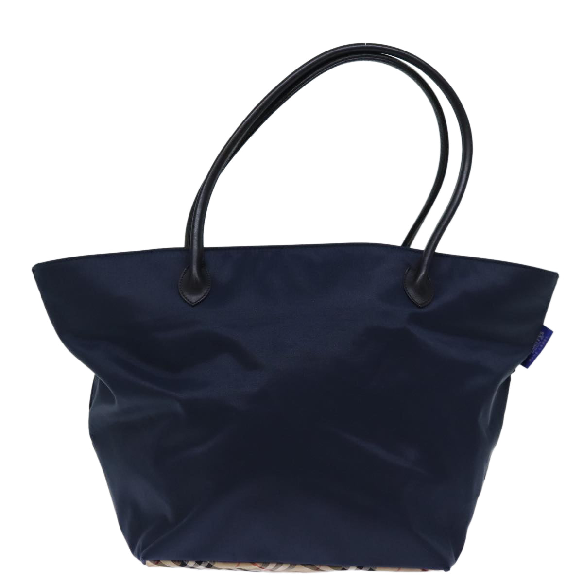 Burberrys Nova Check Blue Label Tote Bag Nylon Navy Beige Auth bs13707