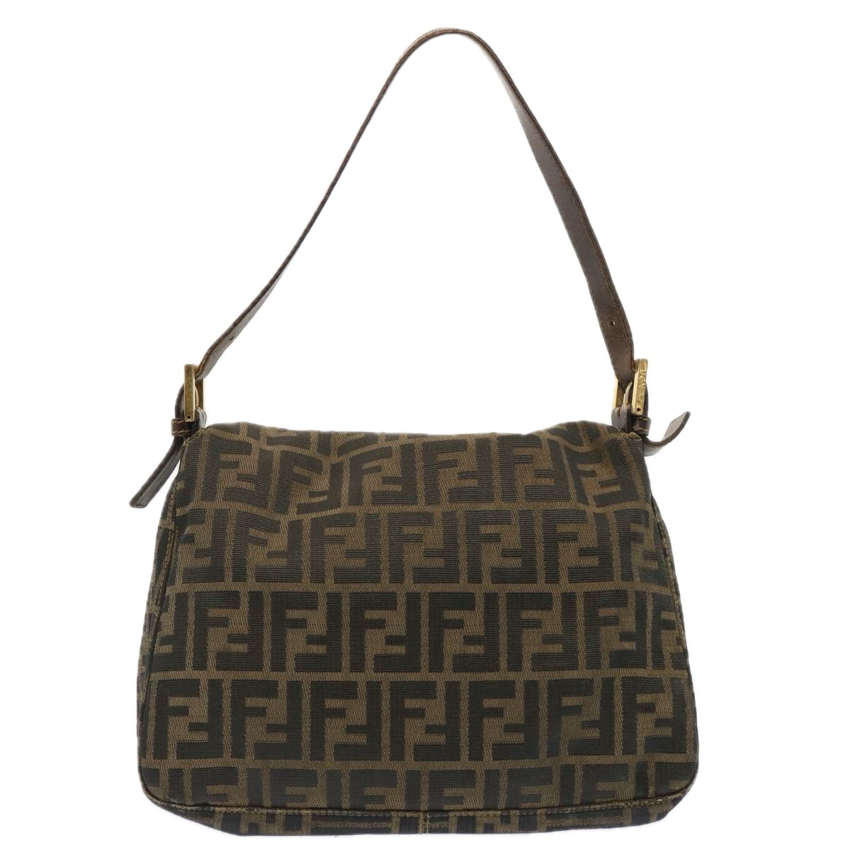 FENDI Zucca Canvas Mamma Baguette Shoulder Bag Brown Auth bs13764