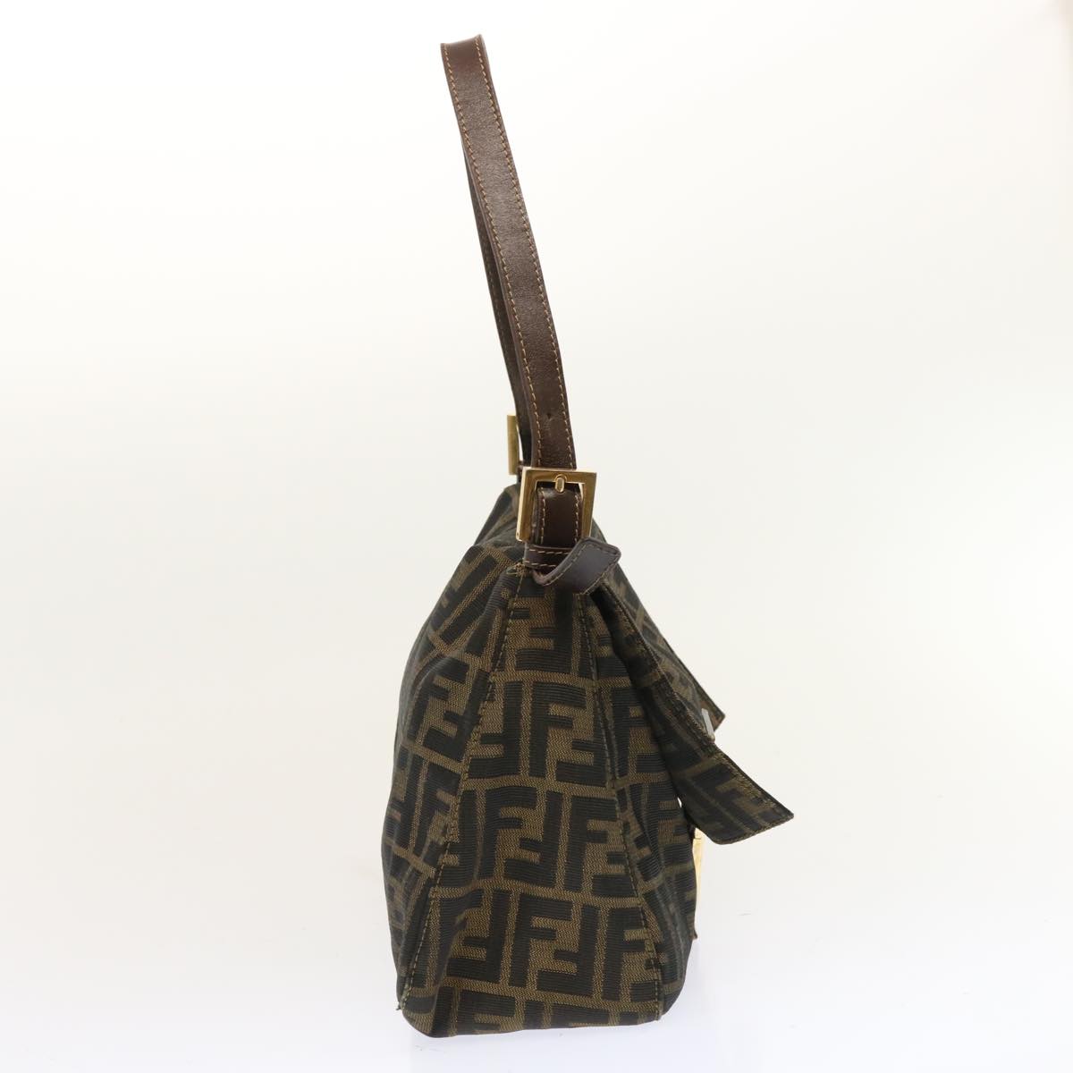 FENDI Zucca Canvas Mamma Baguette Shoulder Bag Brown Auth bs13764