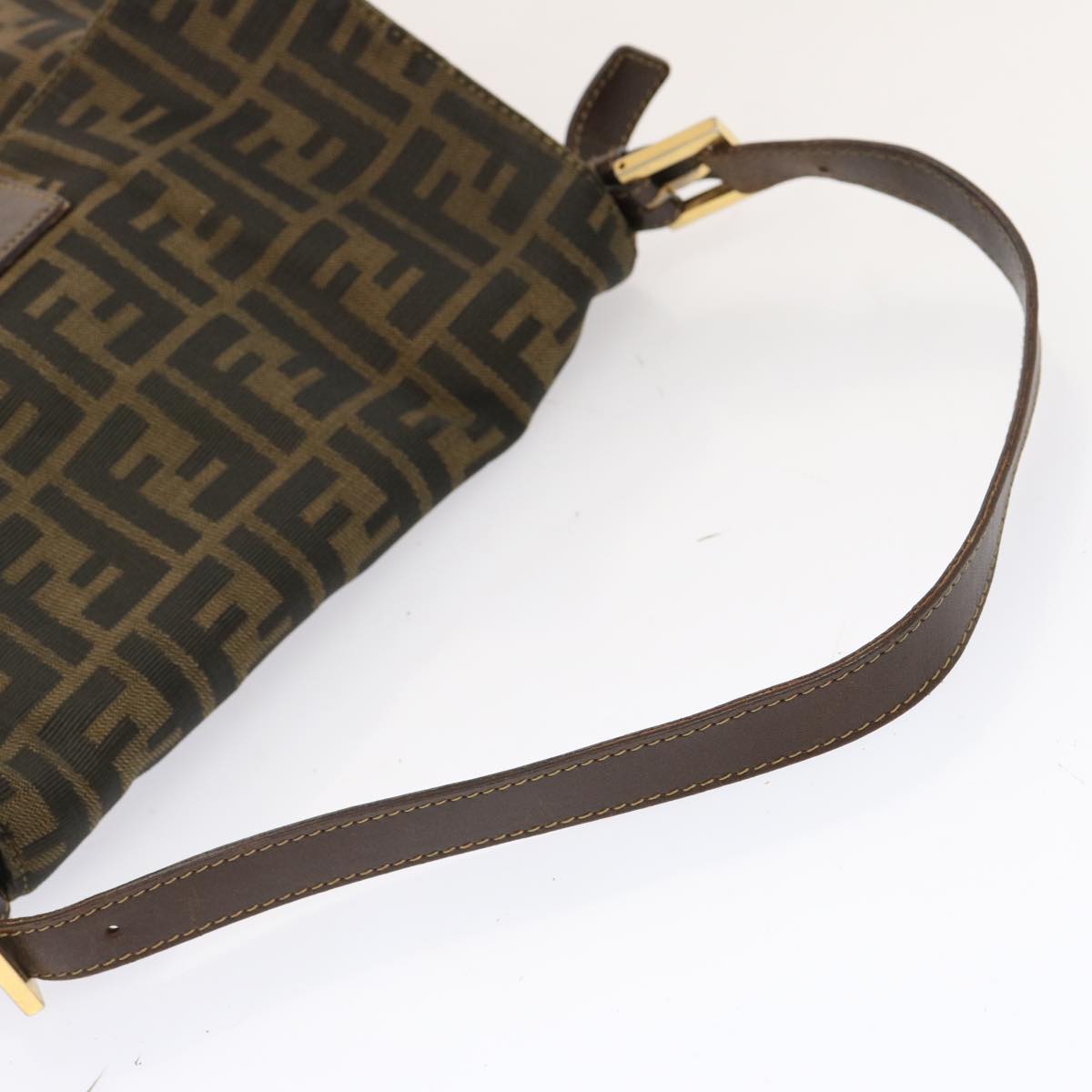 FENDI Zucca Canvas Mamma Baguette Shoulder Bag Brown Auth bs13764