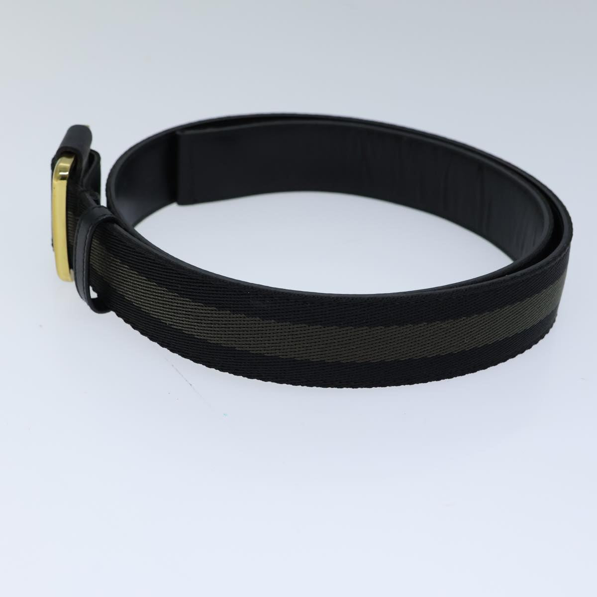 GUCCI Belt Canvas Leather 41.3"" Black Auth bs13783