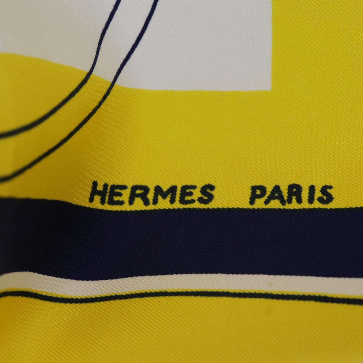 HERMES Carre 90 Horse Carriage Pattern Scarf Silk Yellow Auth bs13784