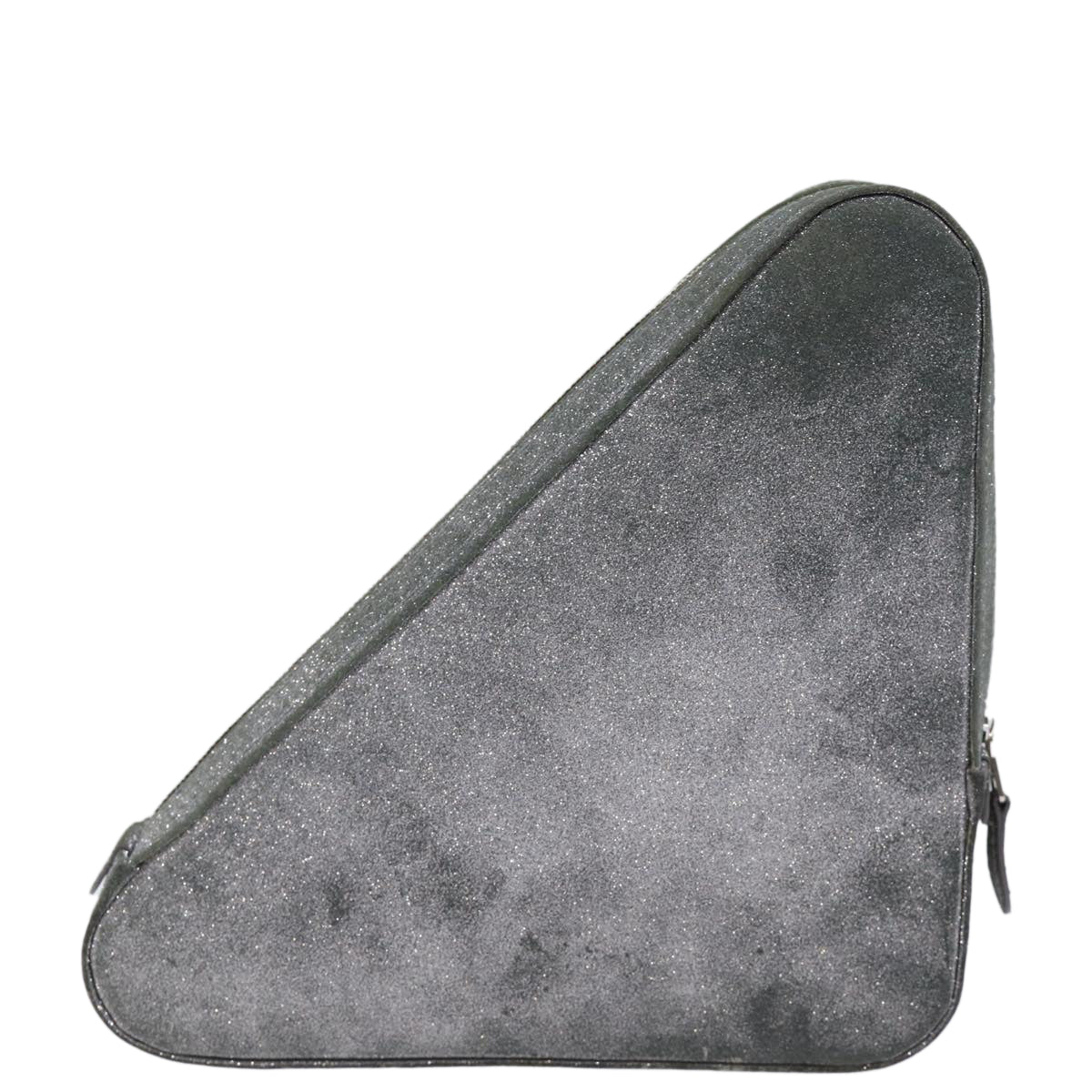 BALENCIAGA Triangle Duffle Clutch Bag Leather Gray 476976 Auth bs13794