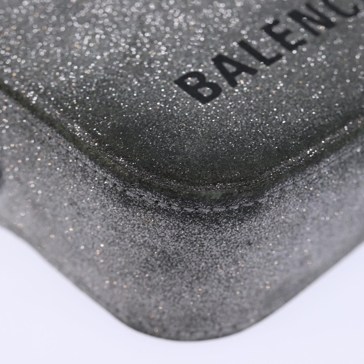 BALENCIAGA Triangle Duffle Clutch Bag Leather Gray 476976 Auth bs13794