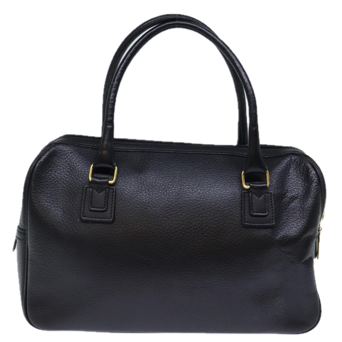 Burberrys Hand Bag Leather Black Auth bs13821