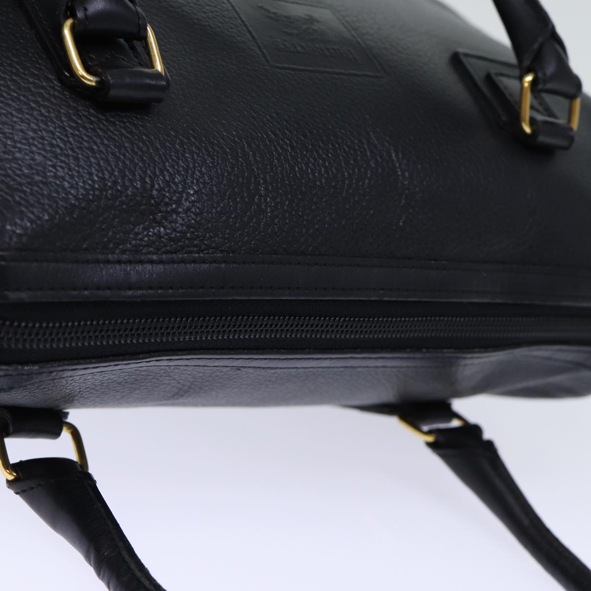 Burberrys Hand Bag Leather Black Auth bs13821