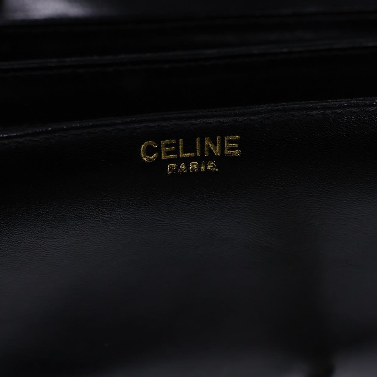 CELINE Horse Carriage Shoulder Bag Leather Black Auth bs13870