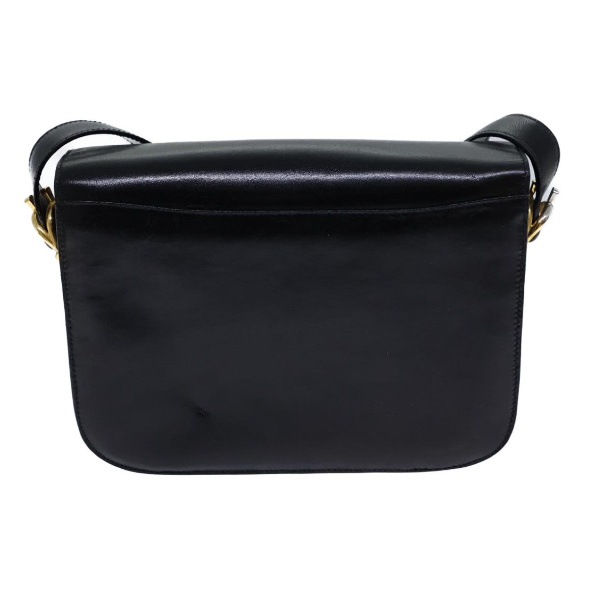 CELINE Horse Carriage Shoulder Bag Leather Black Auth bs13870