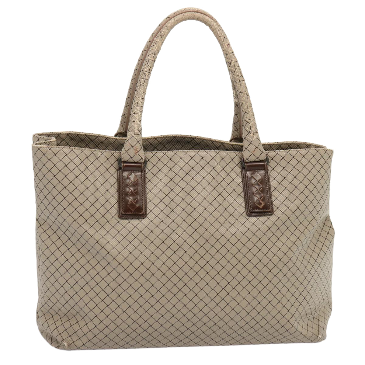 BOTTEGA VENETA Tote Bag PVC Beige Auth bs13924