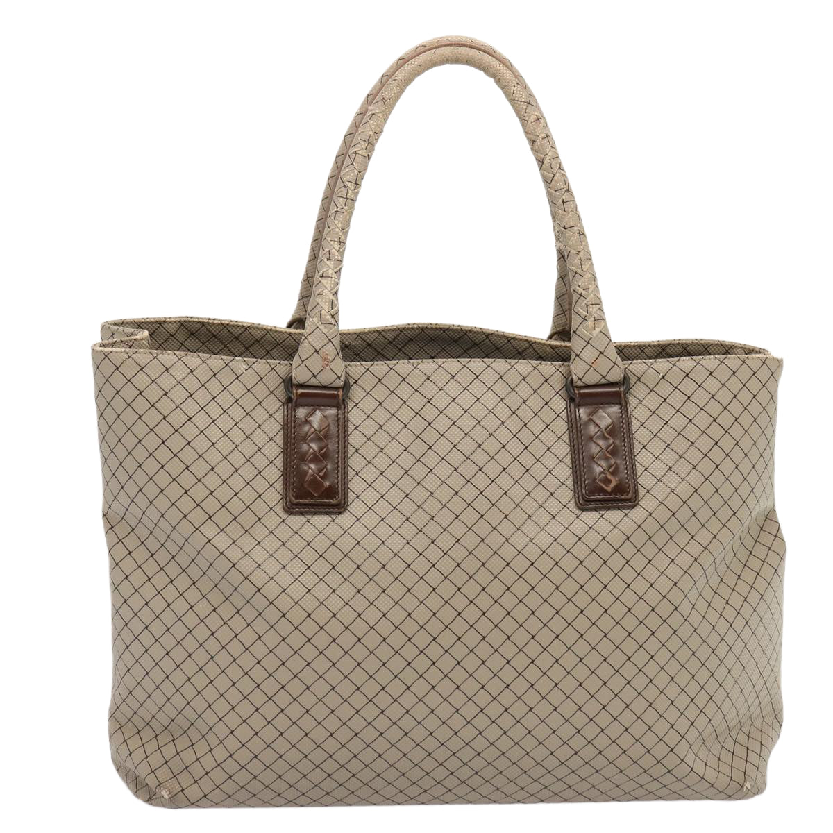 BOTTEGA VENETA Tote Bag PVC Beige Auth bs13924