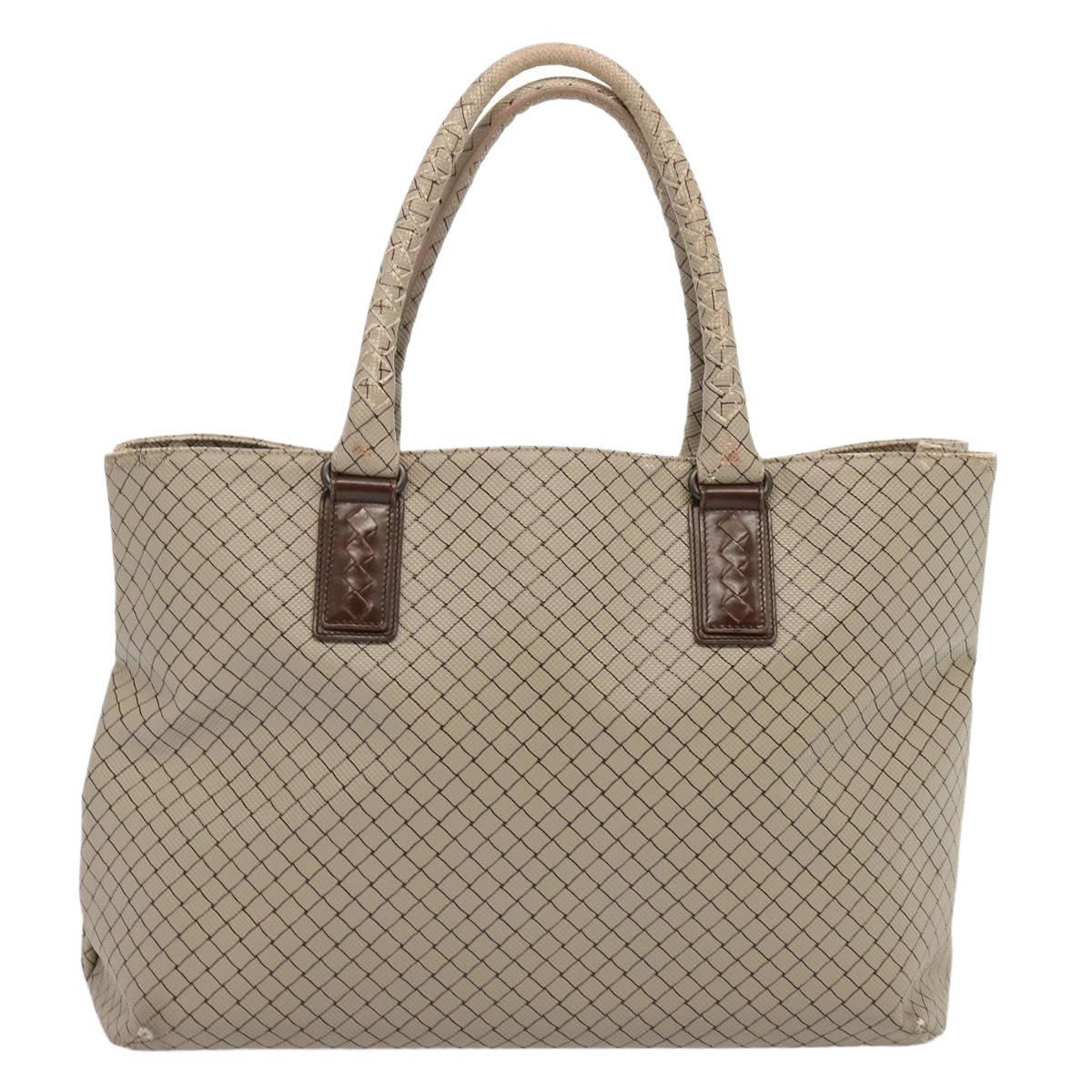 BOTTEGA VENETA Tote Bag PVC Beige Auth bs13924