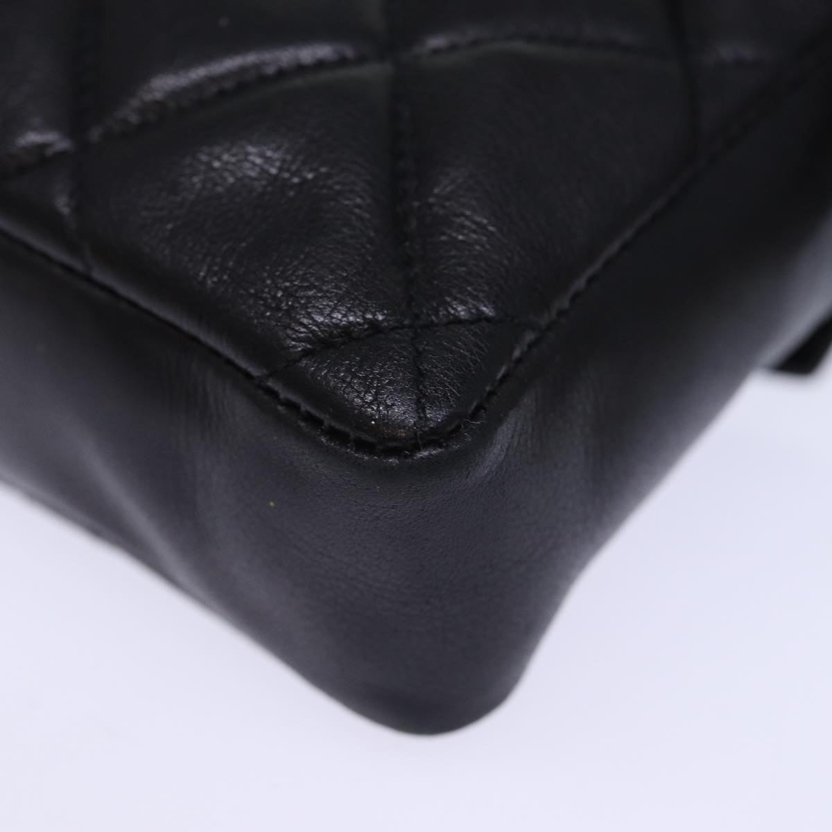 CHANEL Matelasse Turn Lock Waist bag Leather Black CC Auth bs13970