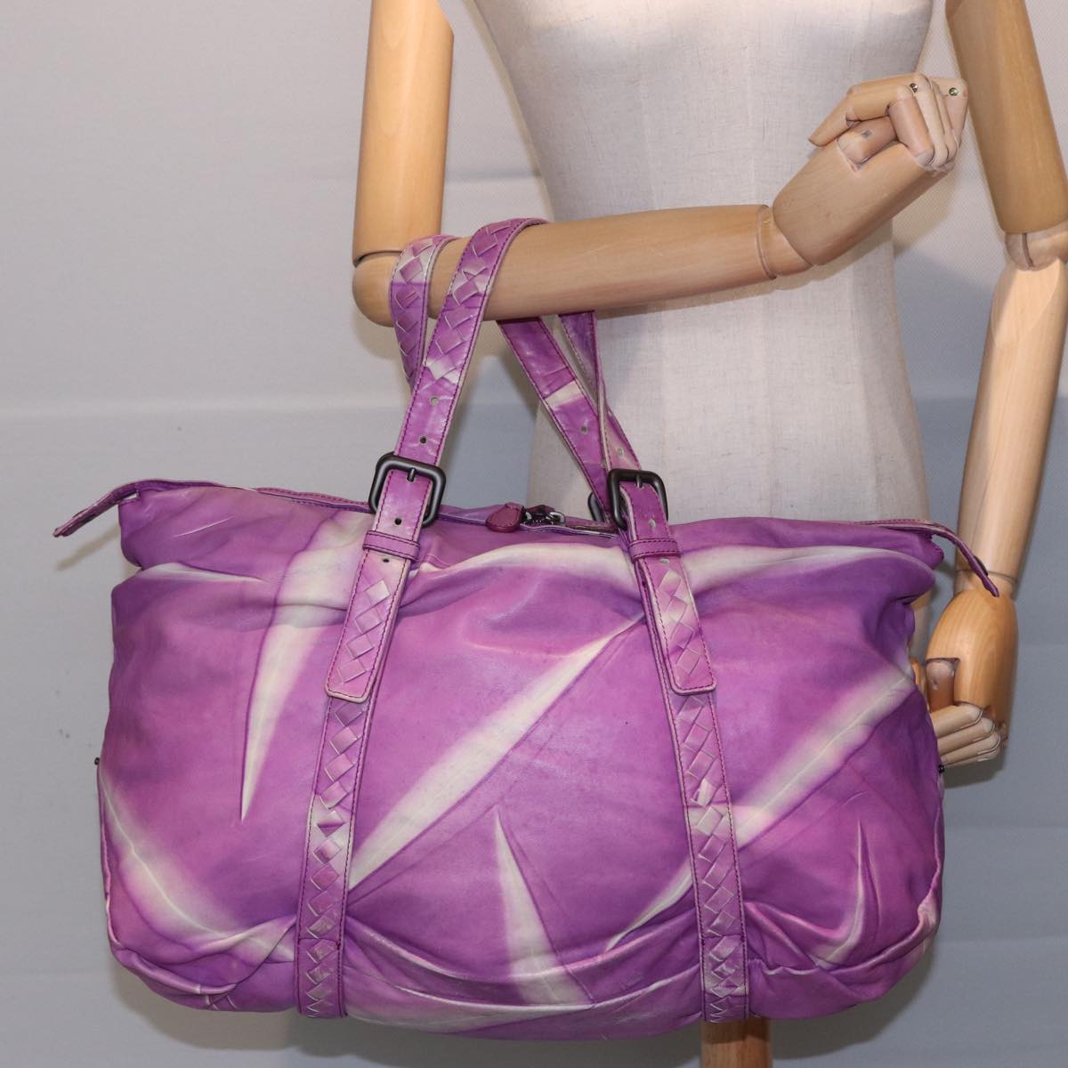 BOTTEGA VENETA Hand Bag Leather Purple Auth bs13973