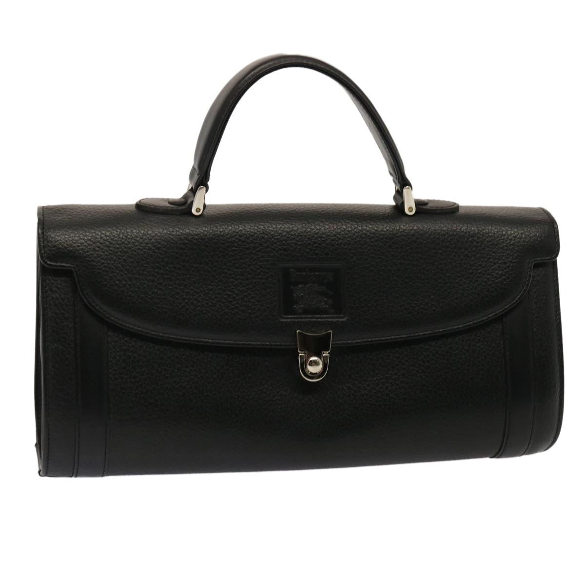 Burberrys Hand Bag Leather Black Auth bs13979