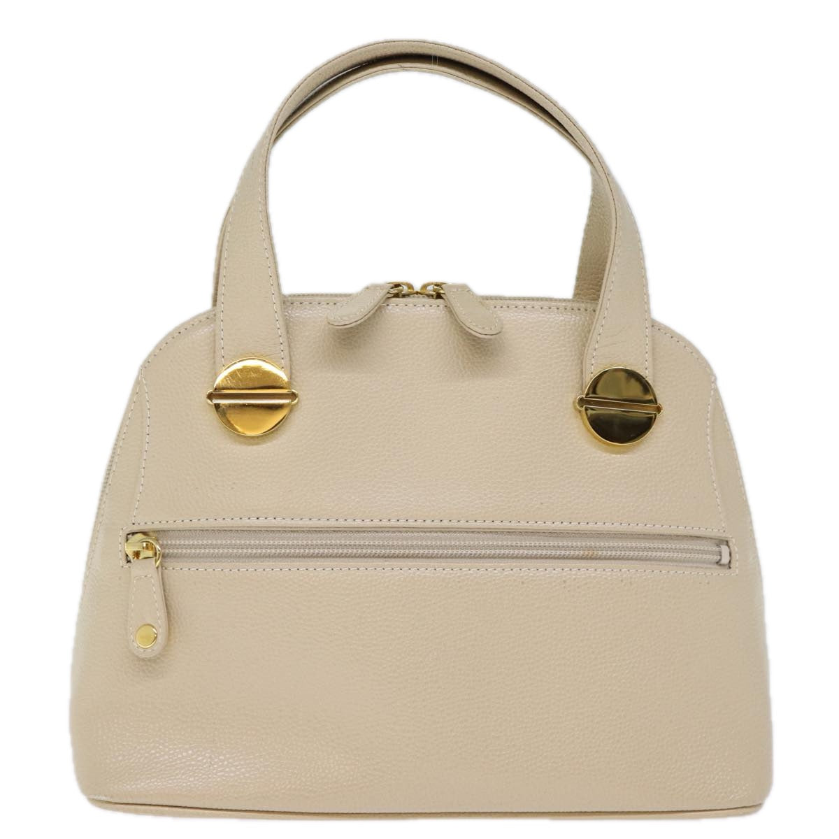 GIVENCHY Hand Bag Leather Beige Auth bs14017