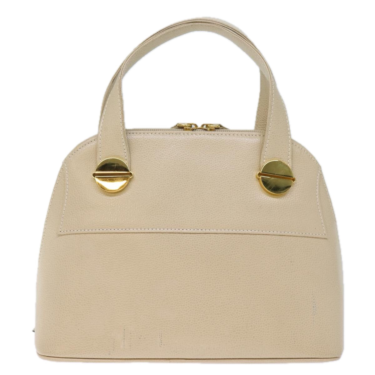 GIVENCHY Hand Bag Leather Beige Auth bs14017