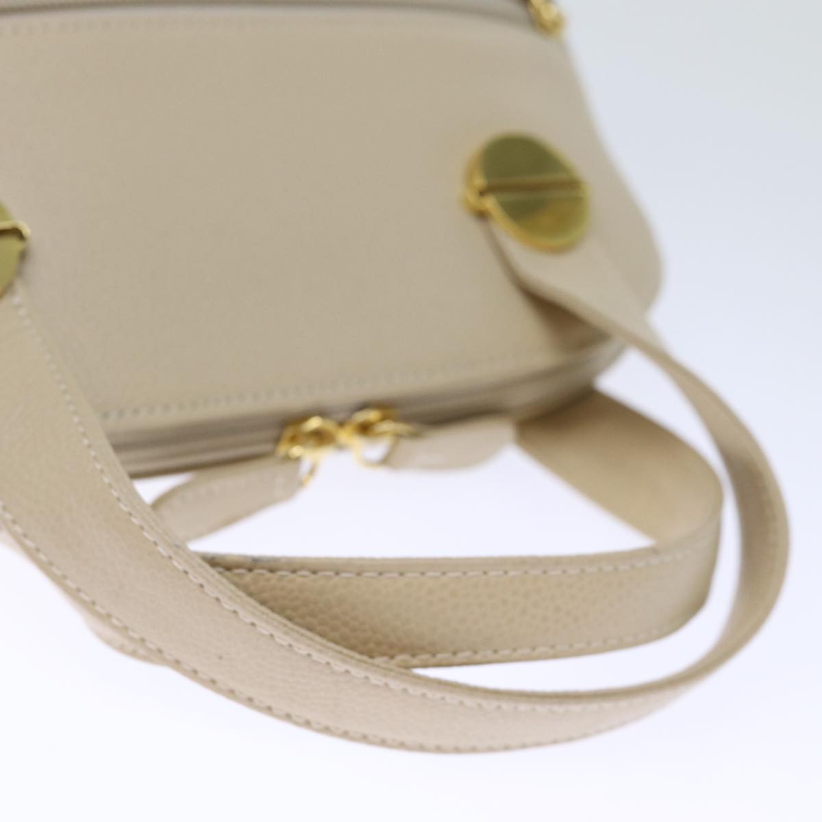 GIVENCHY Hand Bag Leather Beige Auth bs14017