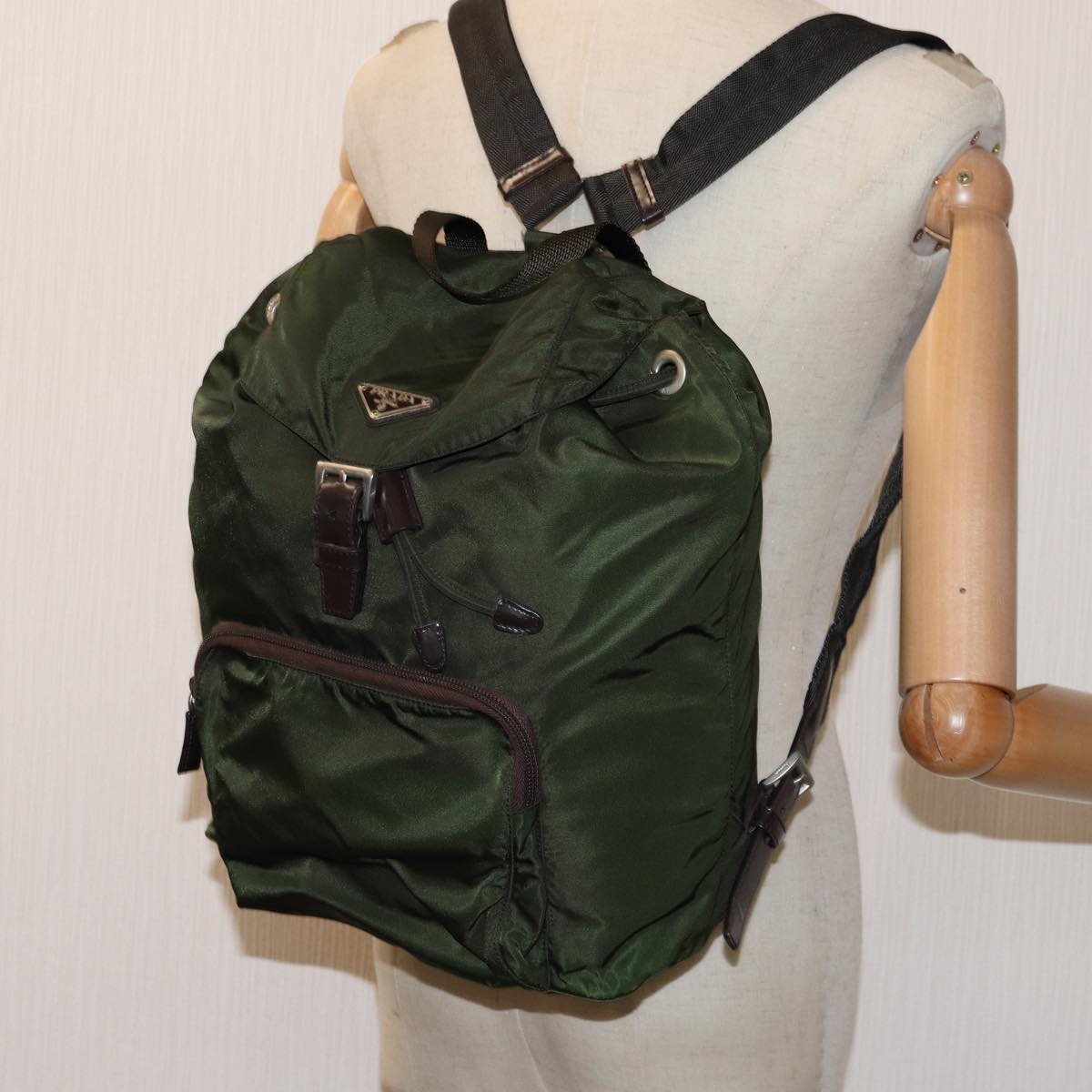 PRADA Backpack Nylon Green Auth bs14087